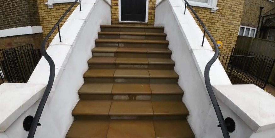Clean stairs after pressure washing