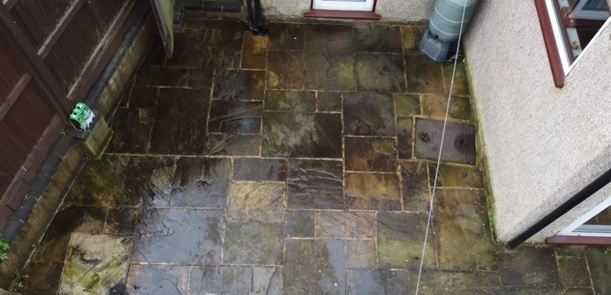 Home exterior before pressure washing