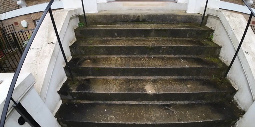 Dirty stairs before pressure washing